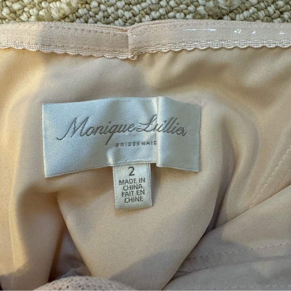 Monique Lhuillier Bridesmaids Fallen Rose Petal Gown Pink One Shoulder Maxi | 2 - Picture 8 of 12